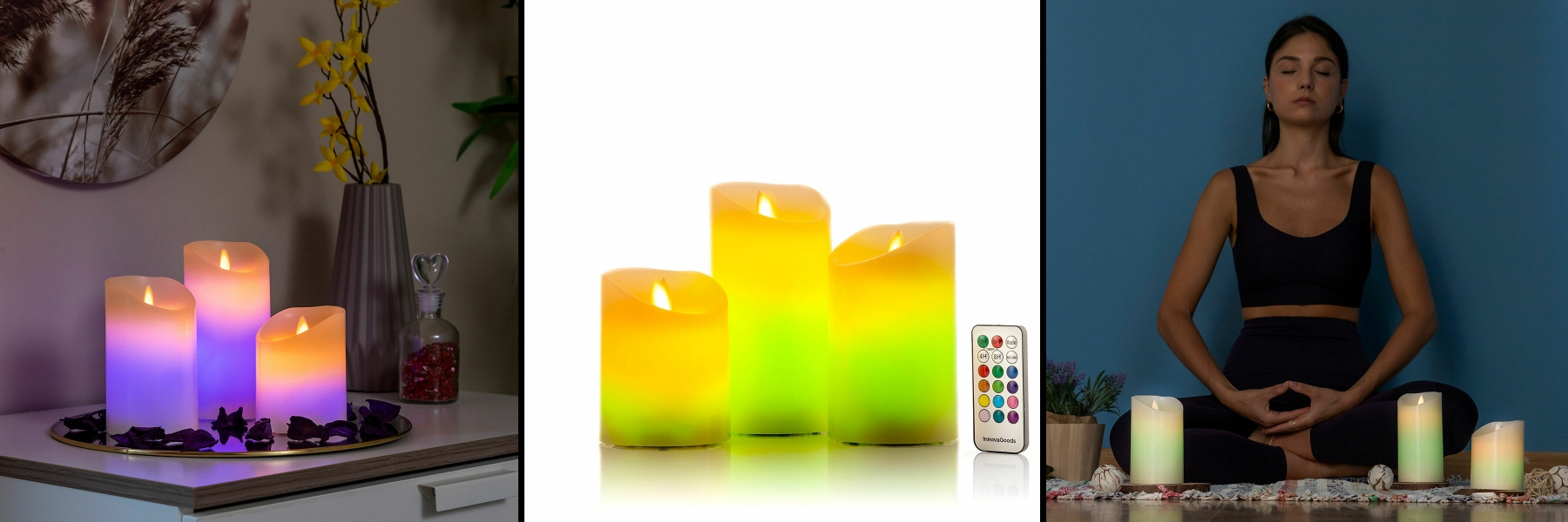 Bougies LED Multicolores Effet Flamme avec Télécommande