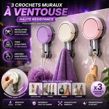 Crochets Muraux à Ventouse Haute...