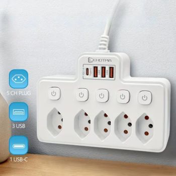 Steckdosenleiste mit Schaltern, 5...