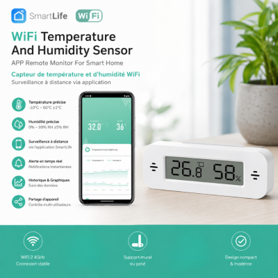 Capteur WiFi de Température & Humidité avec Surveillance à Distance