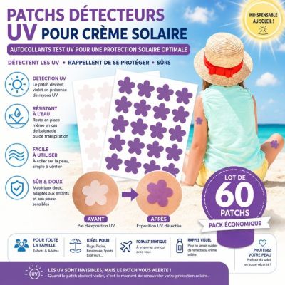 Patchs Détecteurs UV pour Crème Solaire – Lot de 60