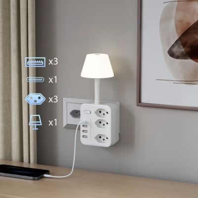 Multiprise Multifonction avec Lampe LED & Ports USB