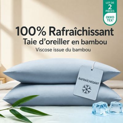 Taies d'oreiller rafraîchissantes en bambou 50x70 cm – Lot de 2