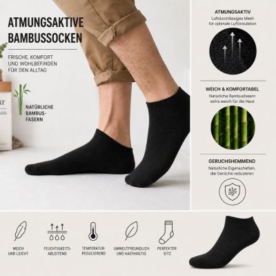 Atmungsaktive kurze Socken – Bambus – 5er-Pack
