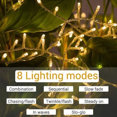 100 LED Lichterkette Strom Warmweiß mit 8 Modi und Speicherfunktion