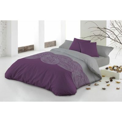 Parure de couette Mauve-Gris Lit 1 personne