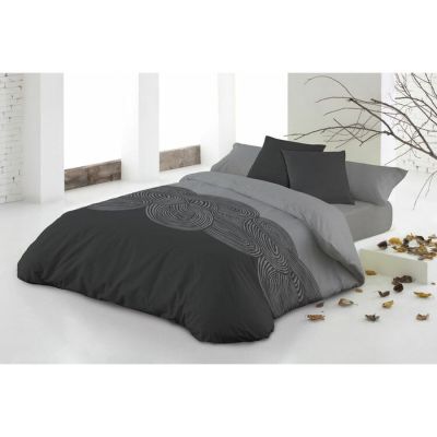 Parure de couette Gris-Noir Lit 1 personne