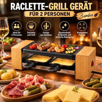 Raclette-Grill für 2 Personen Bamboo