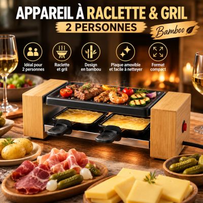 Appareil à Raclette & Gril 2 Personnes Bamboo
