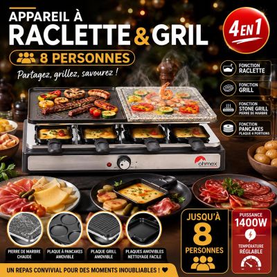 Appareil à Raclette & Gril 8 personnes