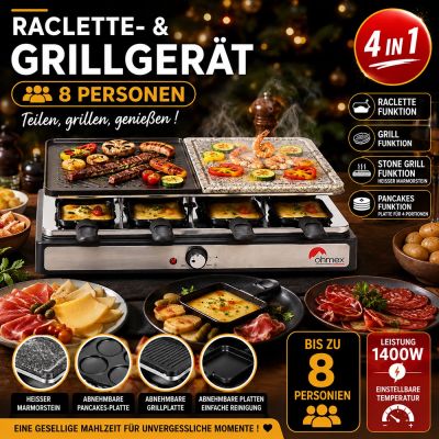 Raclette und Grillgerät für 8 Personen
