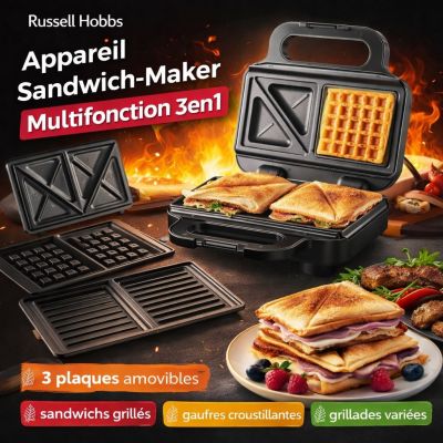 Appareil Sandwich-Maker Multifonction 3en1 Russell Hobbs