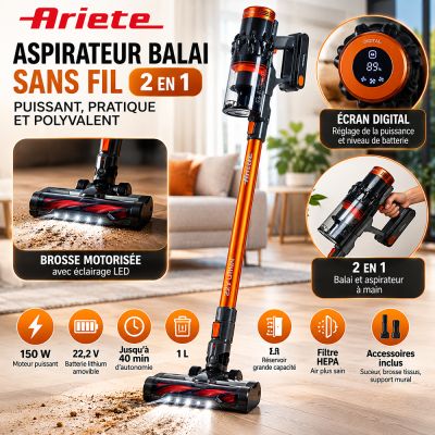 Aspirateur Balai Sans Fil Ariete 2 en 1