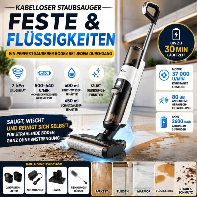 Kabelloser Staubsauger für Feststoffe und Flüssigkeiten
