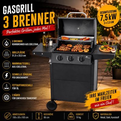 Gasgrill mit 3 Brennern