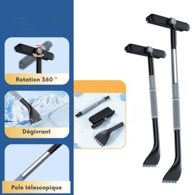 Grattoir et brosse 2-en-1 pour un déneigement efficace