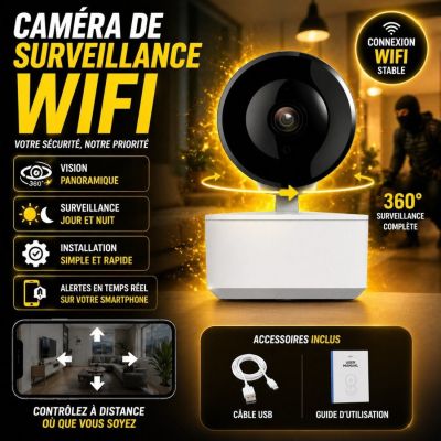 Camera de surveillance WiFi avec détection de mouvement intérieur et extérieur