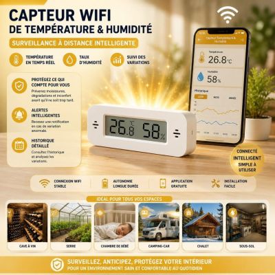 Capteur WiFi de Température & Humidité avec Surveillance à Distance