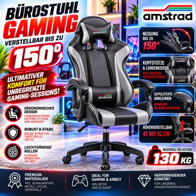 Verstellbarer Gaming-Bürostuhl mit 150°-Neigung