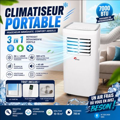 Climatiseur Mobile 3 en 1 7000 BTU