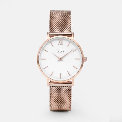 Montre Cluse MINUIT MESH ROSE GOLD-WHITE