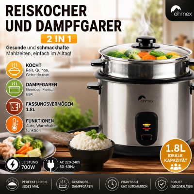 2-in-1-Reis- und Dampfgarer