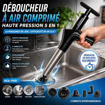 Déboucheur à air comprimé haute pression 5 en 1