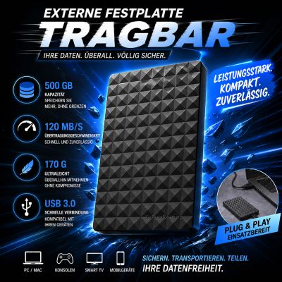 Tragbares externes Festplattenlaufwerk 500 GB - USB 3.0