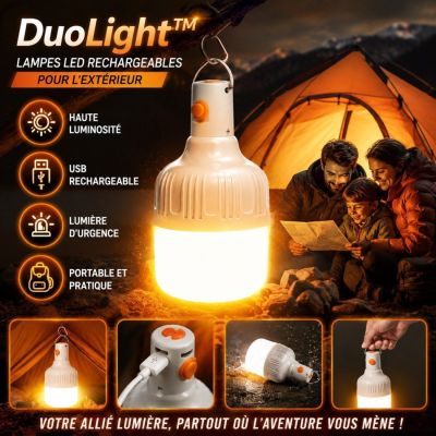 DuoLight™ - Set de 2 Lampes LED Rechargeables par USB pour l'Extérieur