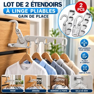 Lot de 2 Étendoirs à Linge Pliables Gain de Place
