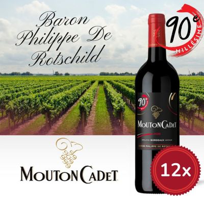 Set 12 bouteilles Mouton Cadet Rothschild 2020 Édition 90ans