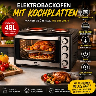 Elektrischer Backofen mit Platten 48L