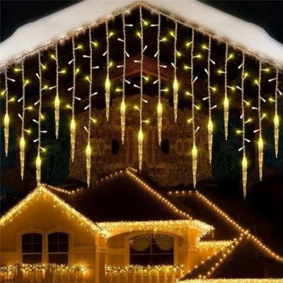 LED-Lichterkette als Eiszapfenvorhang für den Außenbereich / 3,5 m