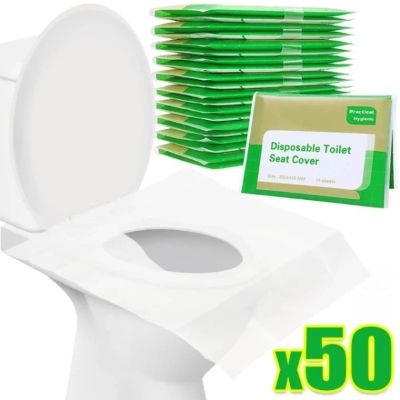 Housses Jetables de Siège de Toilette – Étanches, Solubles et Pratiques (50 pcs)
