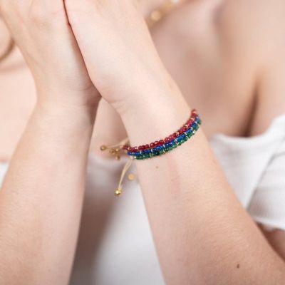 Set de 3 bracelets Lady Taty Natural | Quartz, rouge, bleu et vert