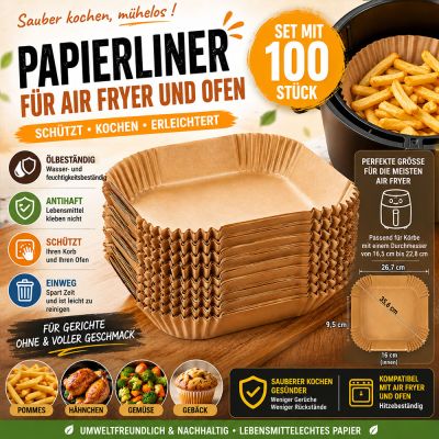 100er-Set Papierformen für Air Fryer und Backofen