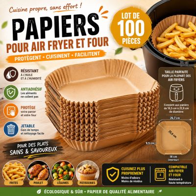 Lot de 100 Papiers pour Air Fryer et Four