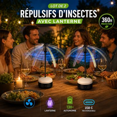 Lot de 2 Répulsifs d'insectes avec Lanterne