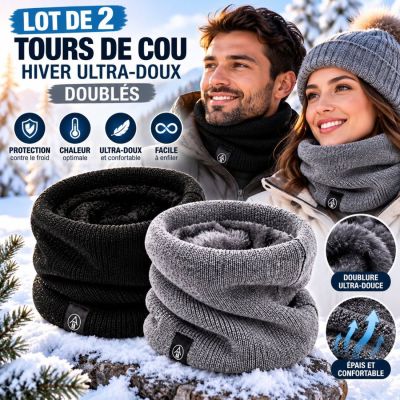 Lot de 2 Tours de Cou Hiver Ultra-Doux Doublés