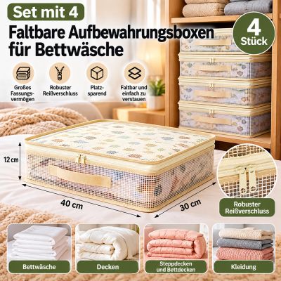 4er-Set faltbare Aufbewahrungstaschen für Bettwäsche