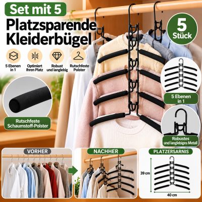 5er-Set platzsparende Mehrfach-Kleiderbügel