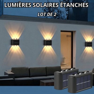 Lot de 2 Lampes Murales Solaires Extérieures Étanches