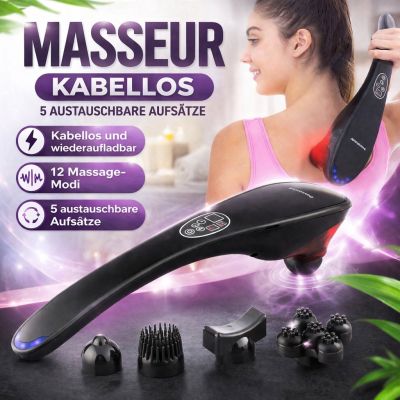 Kabelloses Massagegerät – 5 austauschbare Aufsätze
