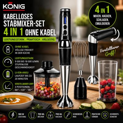 Kabelloses 4-in-1-Stabmixer-Set Koenig