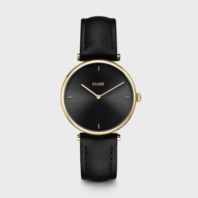 Montre Cluse Triomphe Watch Leather, Black, Gold CL61006