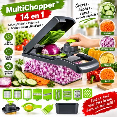 MultiChopper™ – 14 en 1 - Découpe Fruits, légumes et herbes