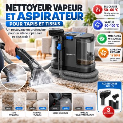 Nettoyeur Vapeur et Aspirateur pour Tapis et Tissus
