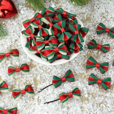 Set aus 30 weihnachtlichen Satinschleifen / 4 x 2,5 cm