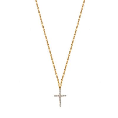 Collier avec pendentif croix Olyssa Divine | Or jaune 9k & Zirconia