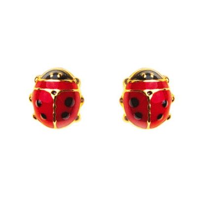 Boucles d'oreilles Olyssa Lucky - Coccinelle | Or jaune 18k - Émail - 4x5mm
